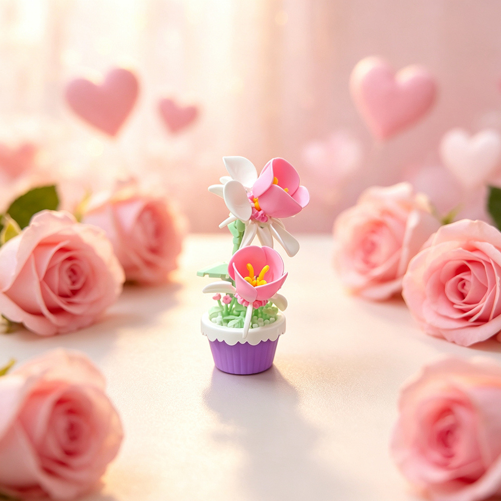 Camellia Plant Potted Building Block Flower Series